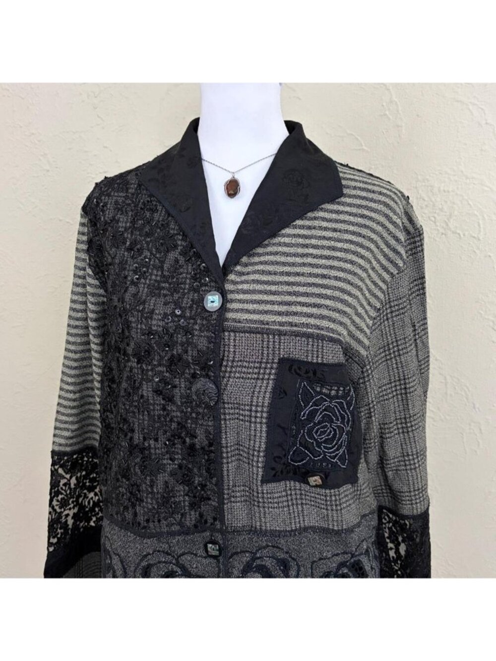 90s patchwork boho light weight jacket - Picture 2 of 8
